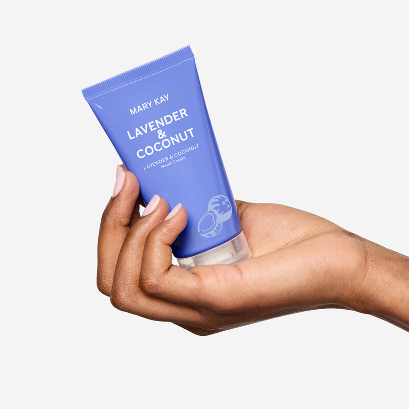 Light purple hand cream tube in hand.&nbsp;&nbsp; image number null